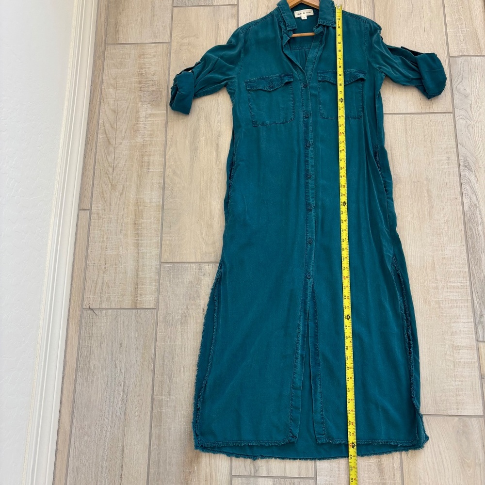 Cloth & Stone button-front maxi shirt dress in a teal blue , Size Small, western - Picture 7 of 11